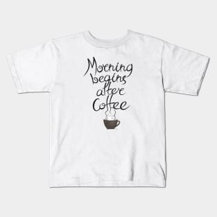 Morning Coffee Cat Kids T-Shirt